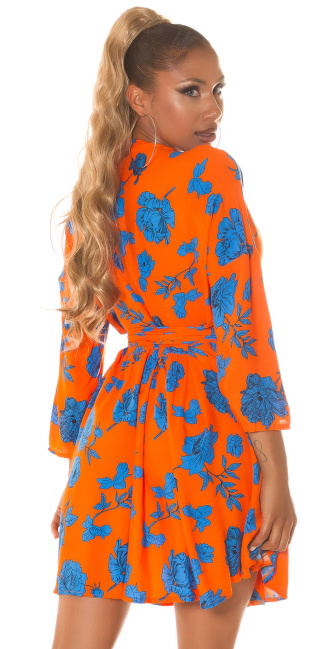 Fashionista Wrap-Dress with print Orange